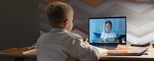 little boy in virtual class